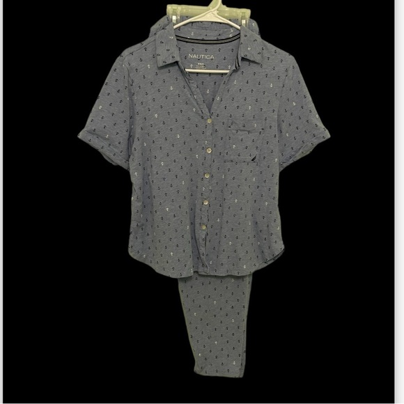 Nautica button up Pajamas size M one pocket bottom has stetch waist - Picture 4 of 12